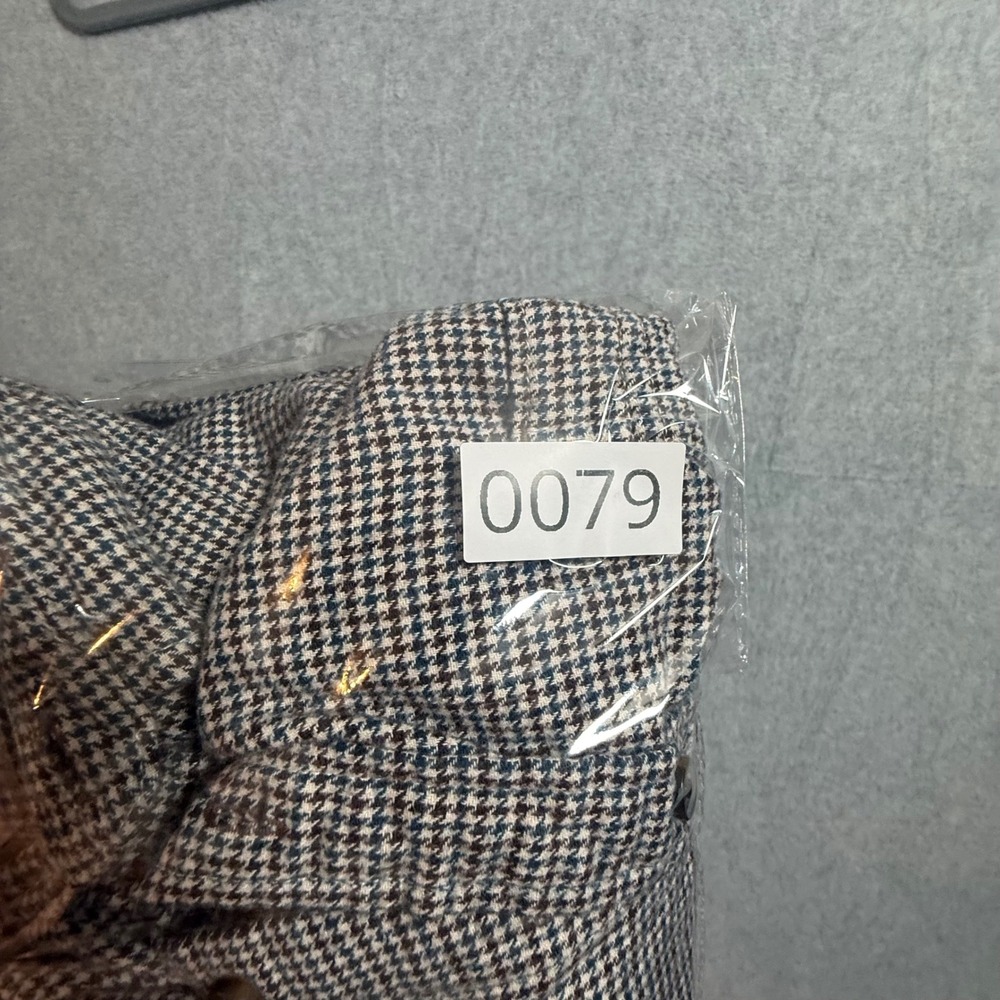 Mutual Weave Mens XL Houndstooth Cotton Button Down Shirt Blue Brown 0079 - Picture 8 of 8